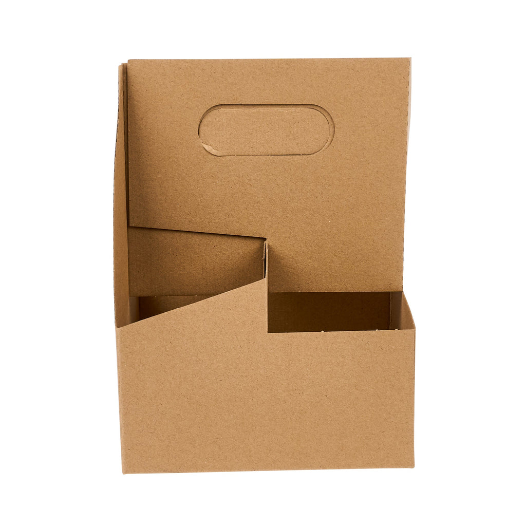 Restpresso Kraft Paper Altalena Drink Carrier - Fits 4 Cups - 7 1/4" x 7 1/4" x 9 1/4" - 100 count box