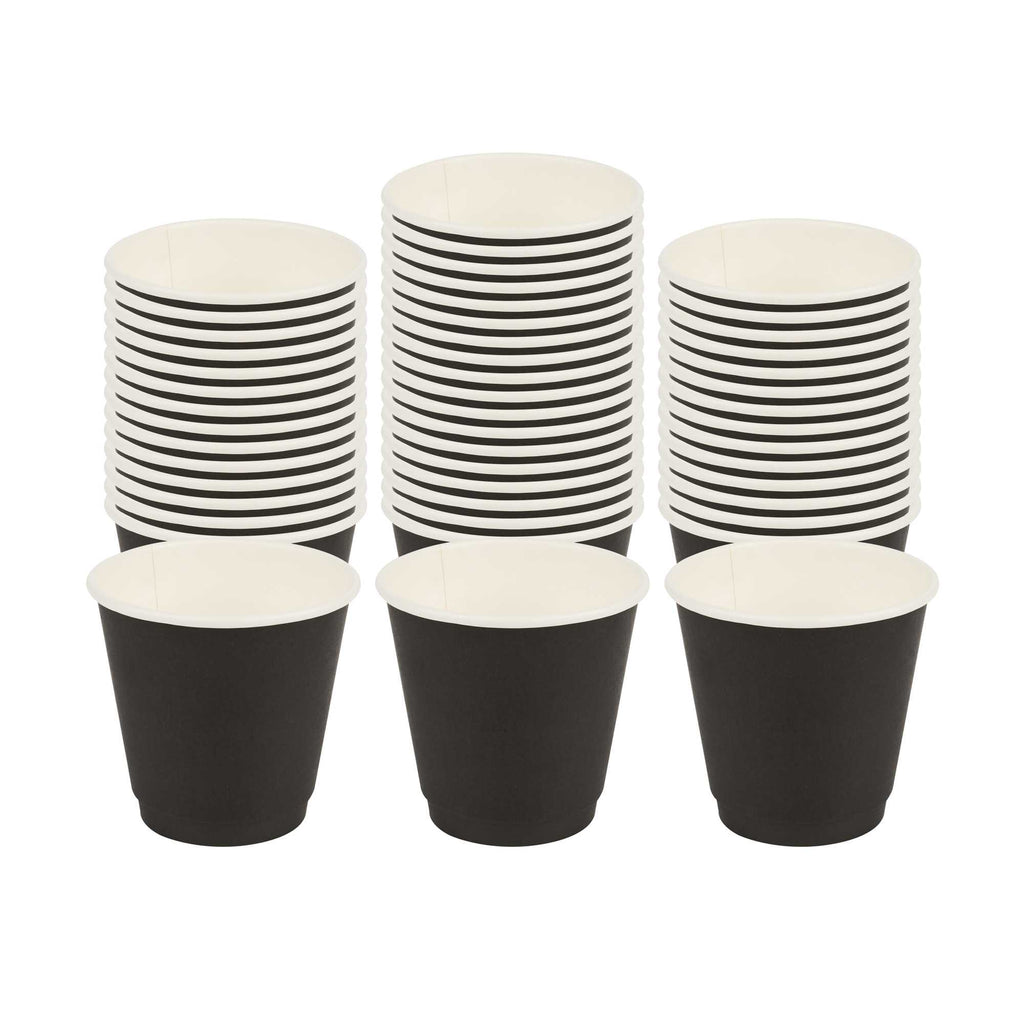 Restpresso 8 oz Black Paper Coffee Cup - Double Wall - 3 1/2" x 3 1/2" x 3 1/4" - 25 count box