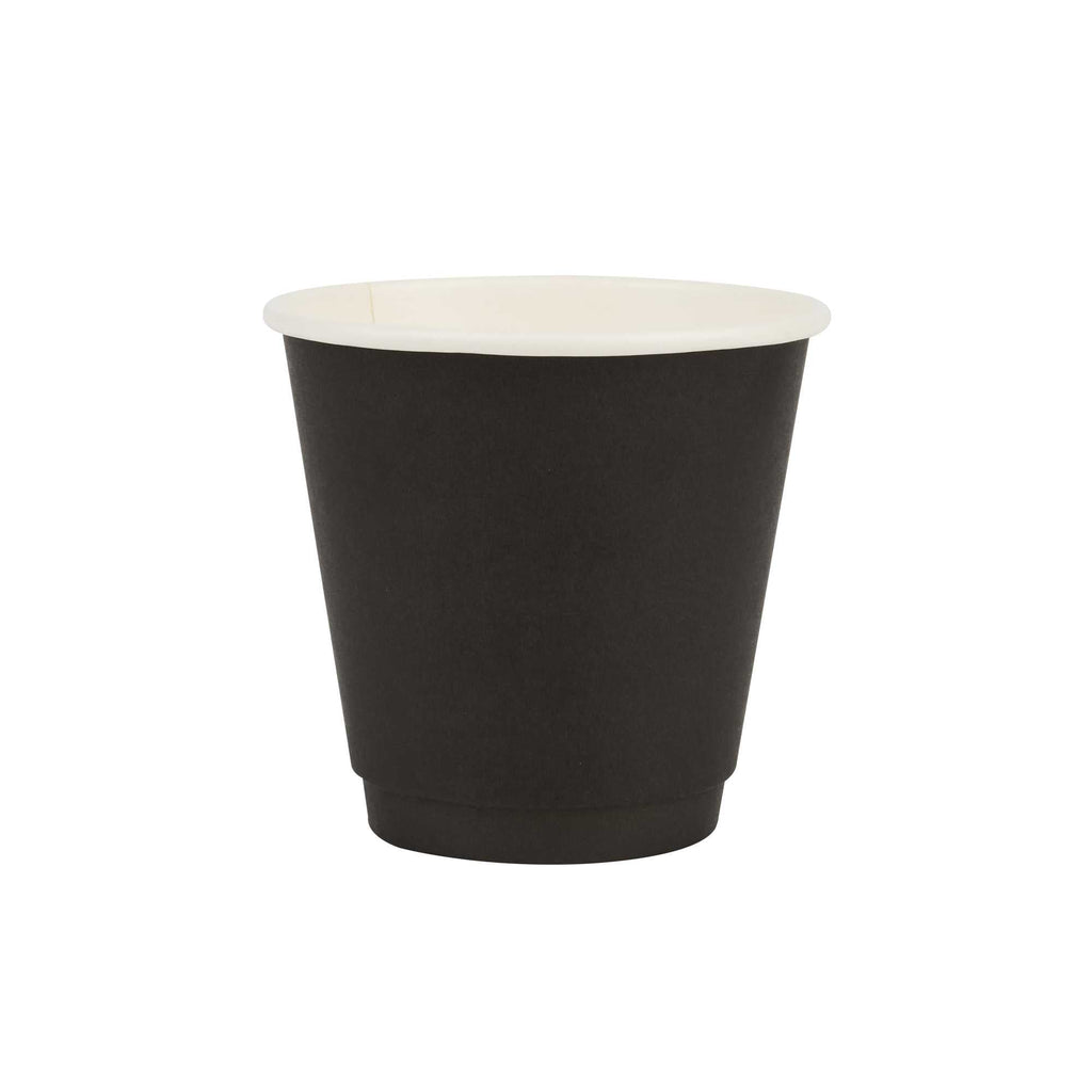 Restpresso 8 oz Round Black Paper Coffee Cup - Double Wall - 3 1/2" x 3 1/2" x 3 1/4" - 500 count box