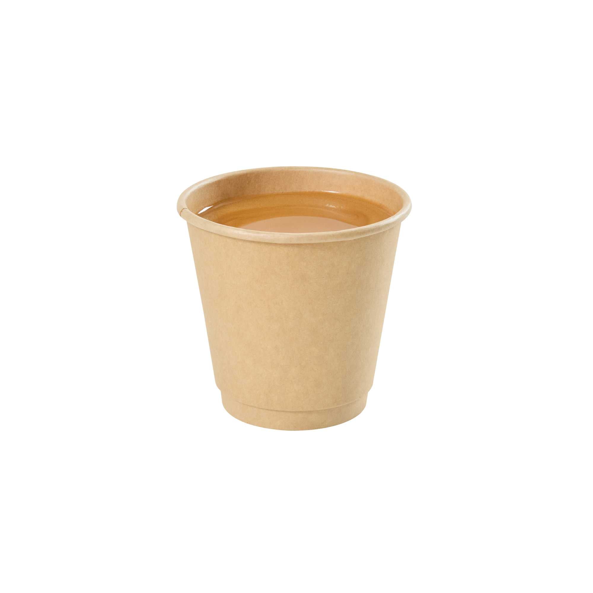 Restpresso 8 oz Kraft Paper Coffee Cup - Double Wall - 3 1/2" x 3 1/2" x 3 1/4" - 25 count box