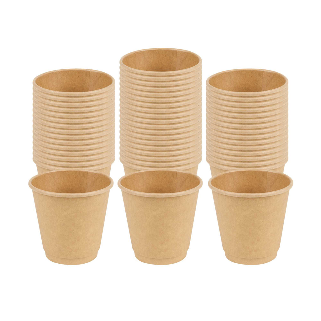 Restpresso 8 oz Kraft Paper Coffee Cup - Double Wall - 3 1/2" x 3 1/2" x 3 1/4" - 25 count box