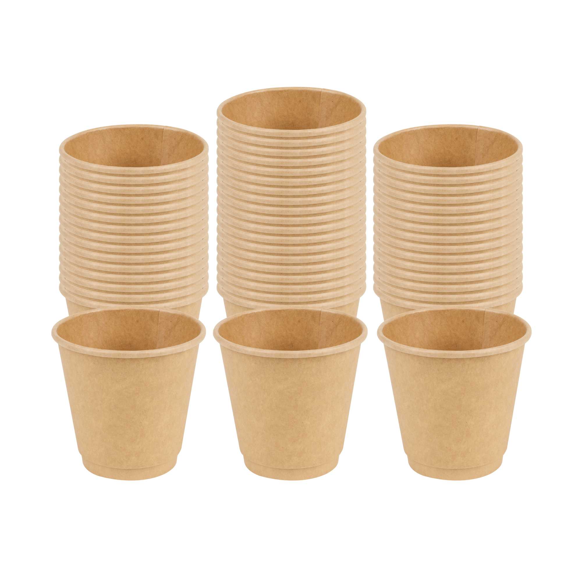 Restpresso 8 oz Kraft Paper Coffee Cup - Double Wall - 3 1/2" x 3 1/2" x 3 1/4" - 25 count box