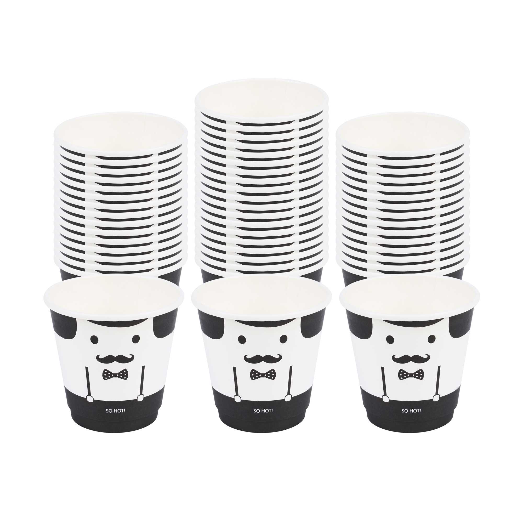 Restpresso 8 oz Monsieur Paper Coffee Cup - Double Wall - 3 1/2" x 3 1/2" x 3 1/4" - 500 count box