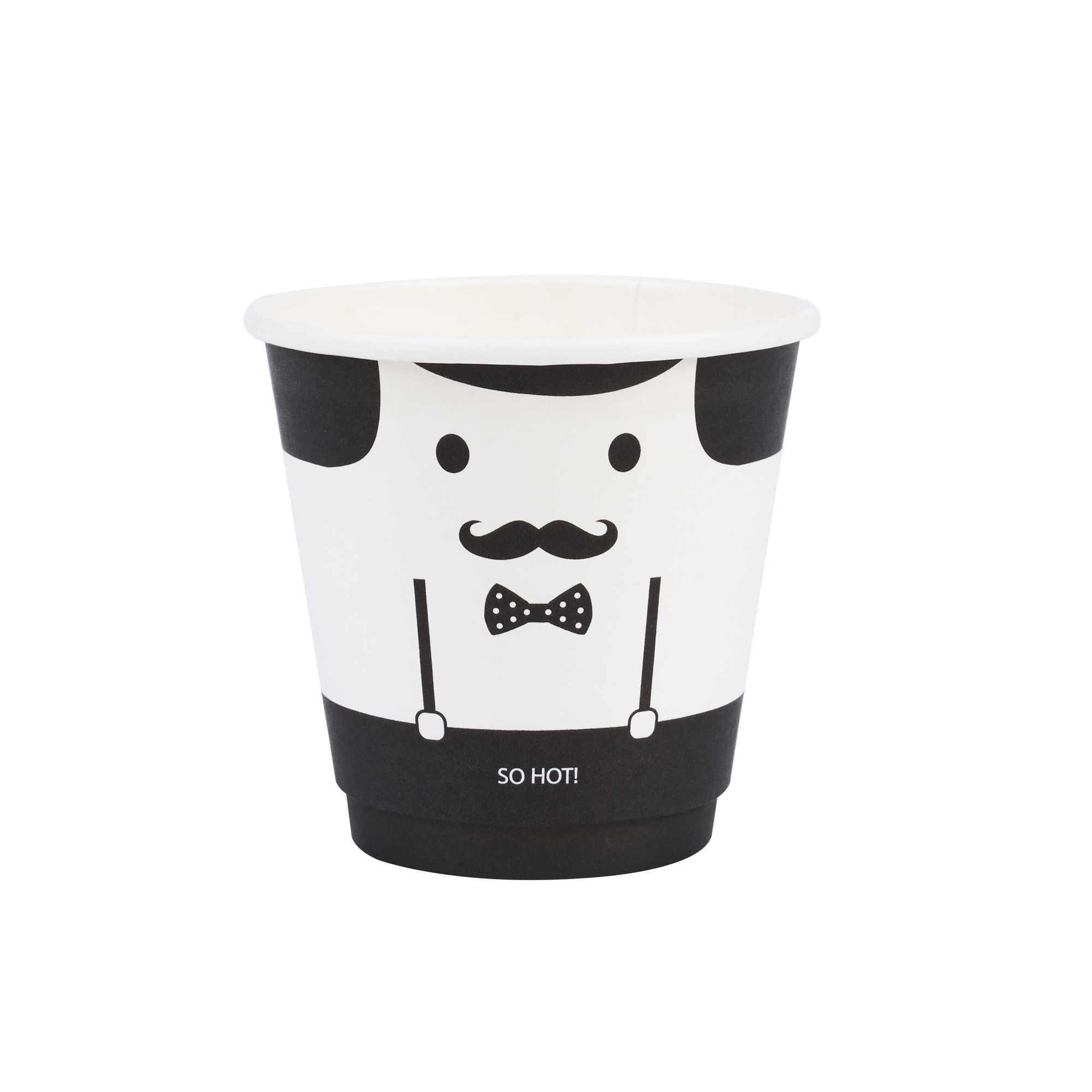 Restpresso 8 oz Monsieur Paper Coffee Cup - Double Wall - 3 1/2" x 3 1/2" x 3 1/4" - 25 count box