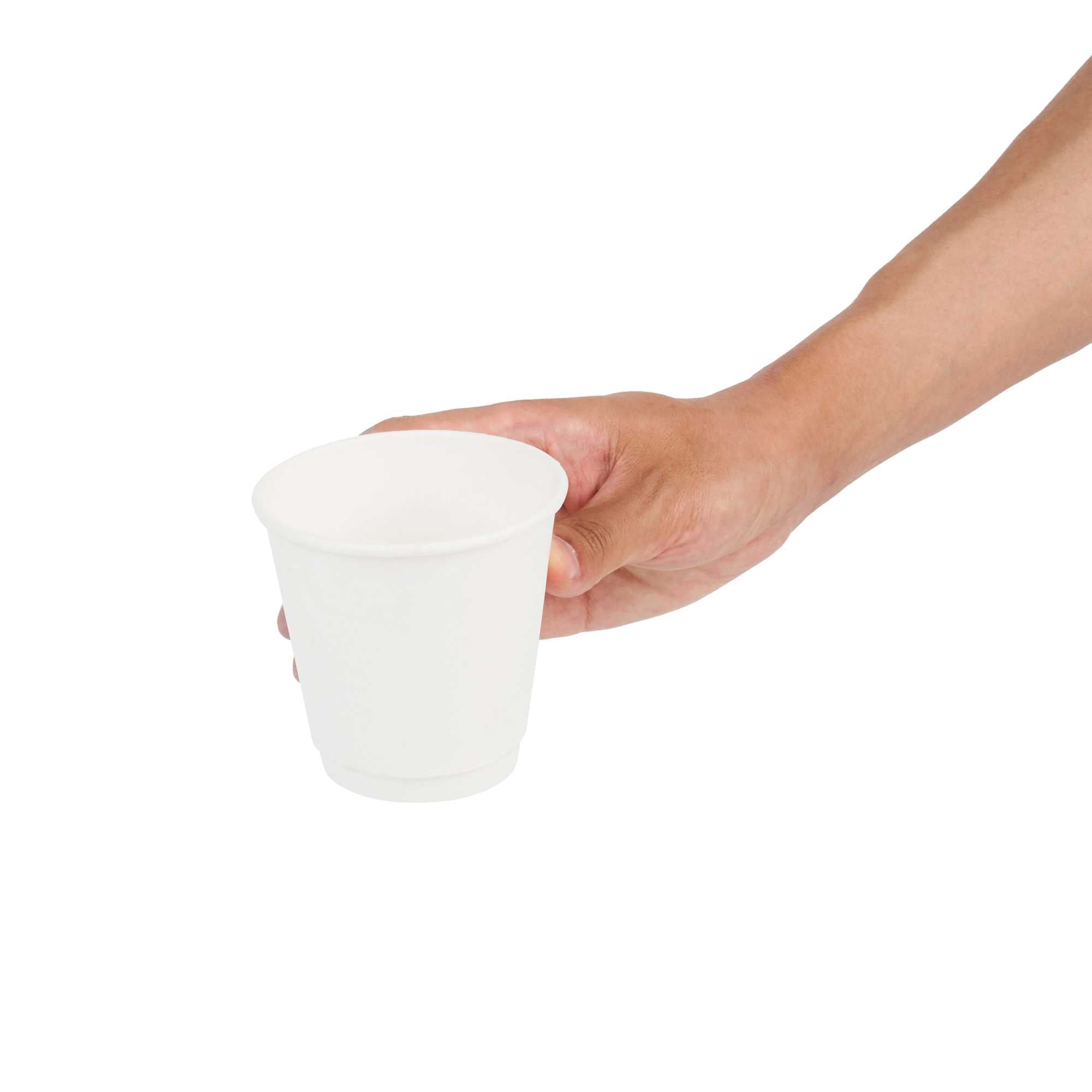 Restpresso 8 oz White Paper Coffee Cup - Double Wall - 3 1/2" x 3 1/2" x 3 1/4" - 500 count box
