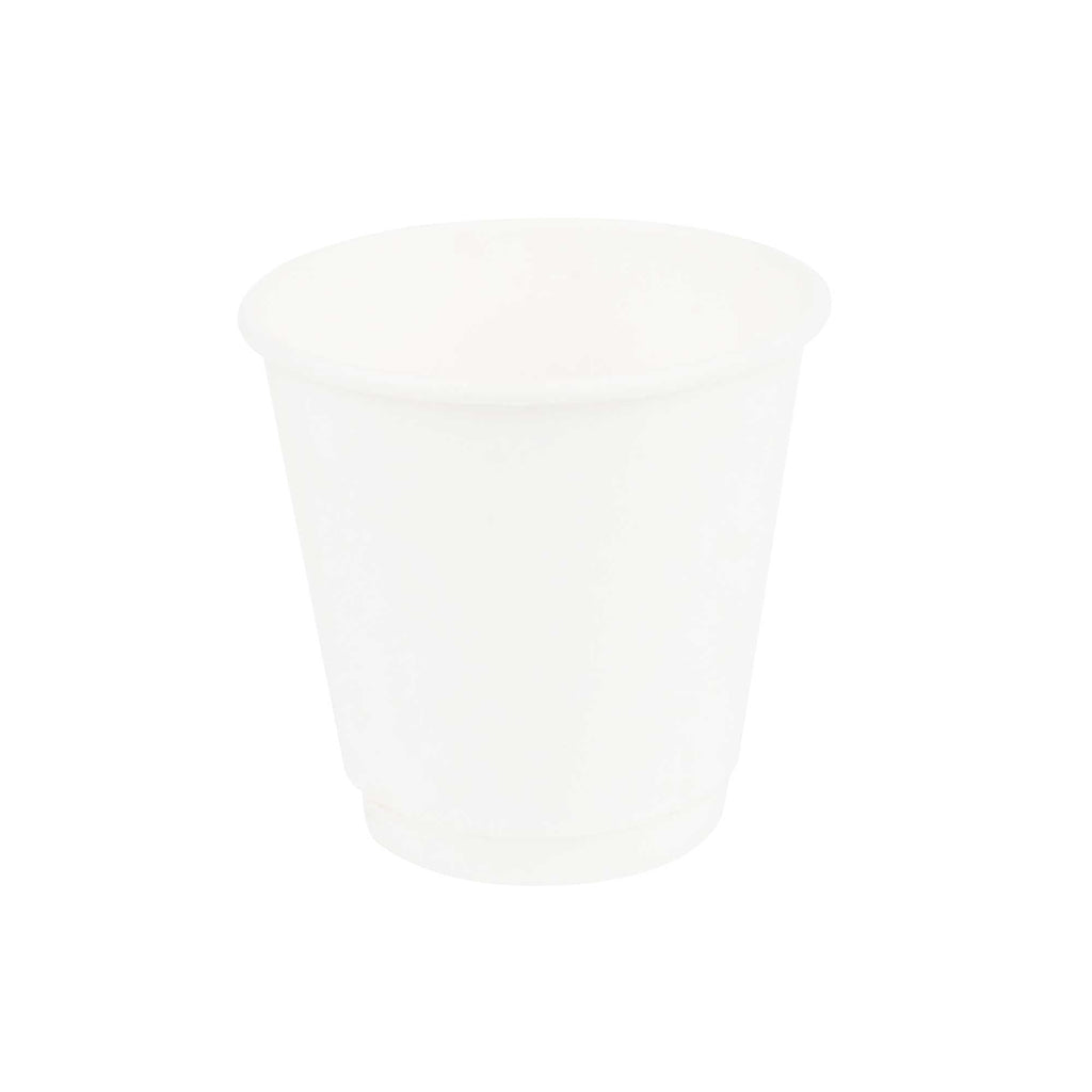 Restpresso 8 oz White Paper Coffee Cup - Double Wall - 3 1/2" x 3 1/2" x 3 1/4" - 500 count box