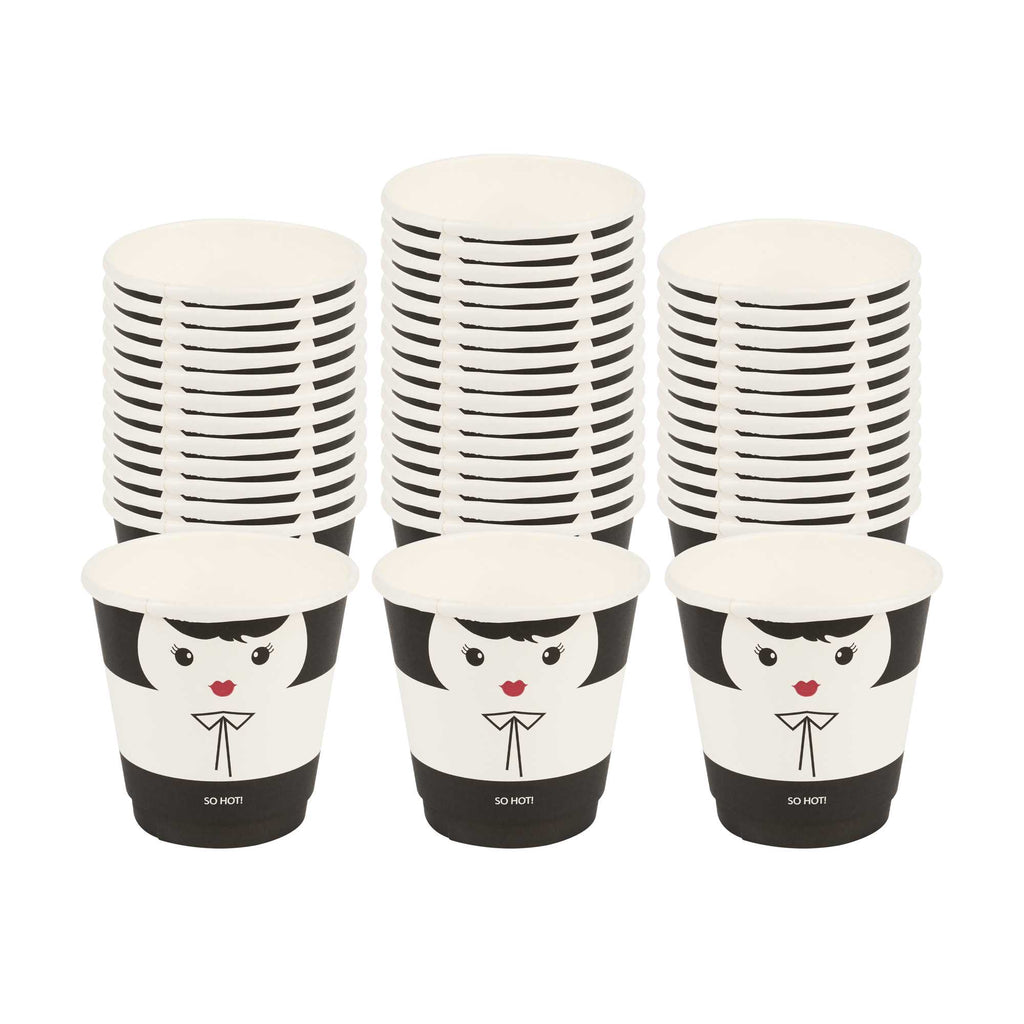Restpresso 8 oz Madame Paper Coffee Cup - Double Wall - 3 1/2" x 3 1/2" x 3 1/4" - 25 count box