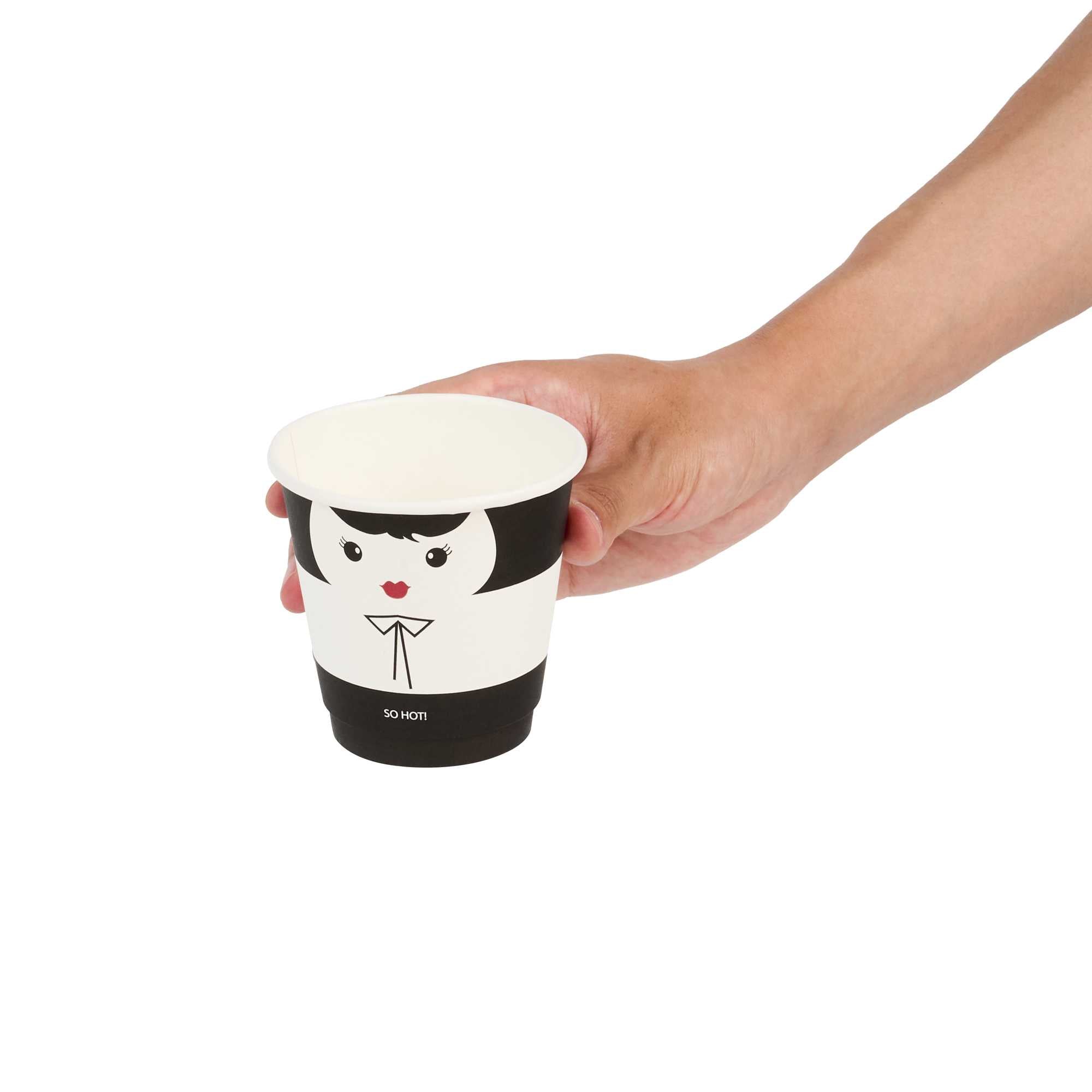 Restpresso 8 oz Madame Paper Coffee Cup - Double Wall - 3 1/2" x 3 1/2" x 3 1/4" - 25 count box