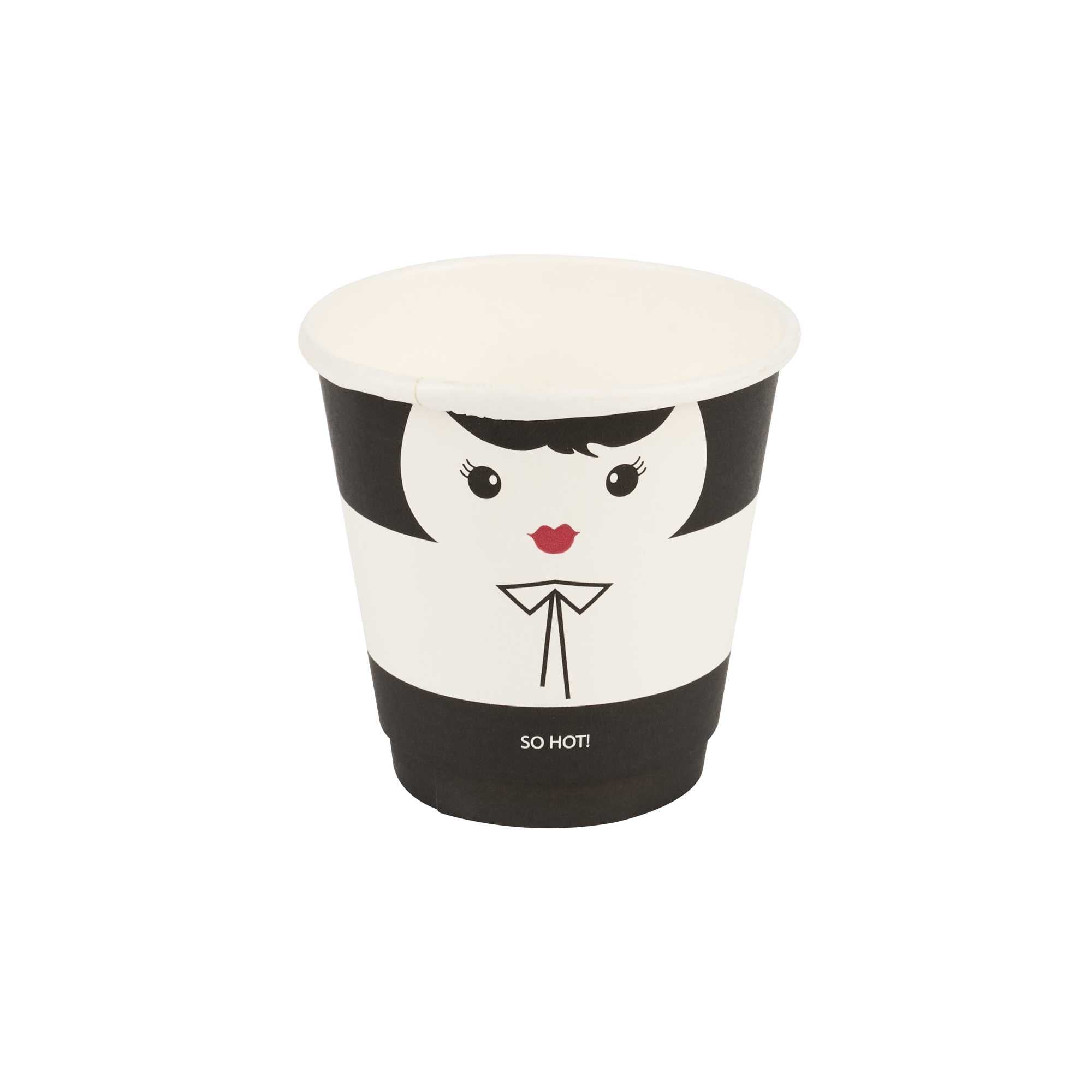 Restpresso 8 oz Madame Paper Coffee Cup - Double Wall - 3 1/2" x 3 1/2" x 3 1/4" - 25 count box