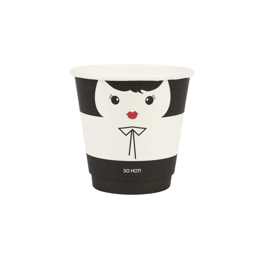 Restpresso 8 oz Madame Paper Coffee Cup - Double Wall - 3 1/2" x 3 1/2" x 3 1/4" - 25 count box