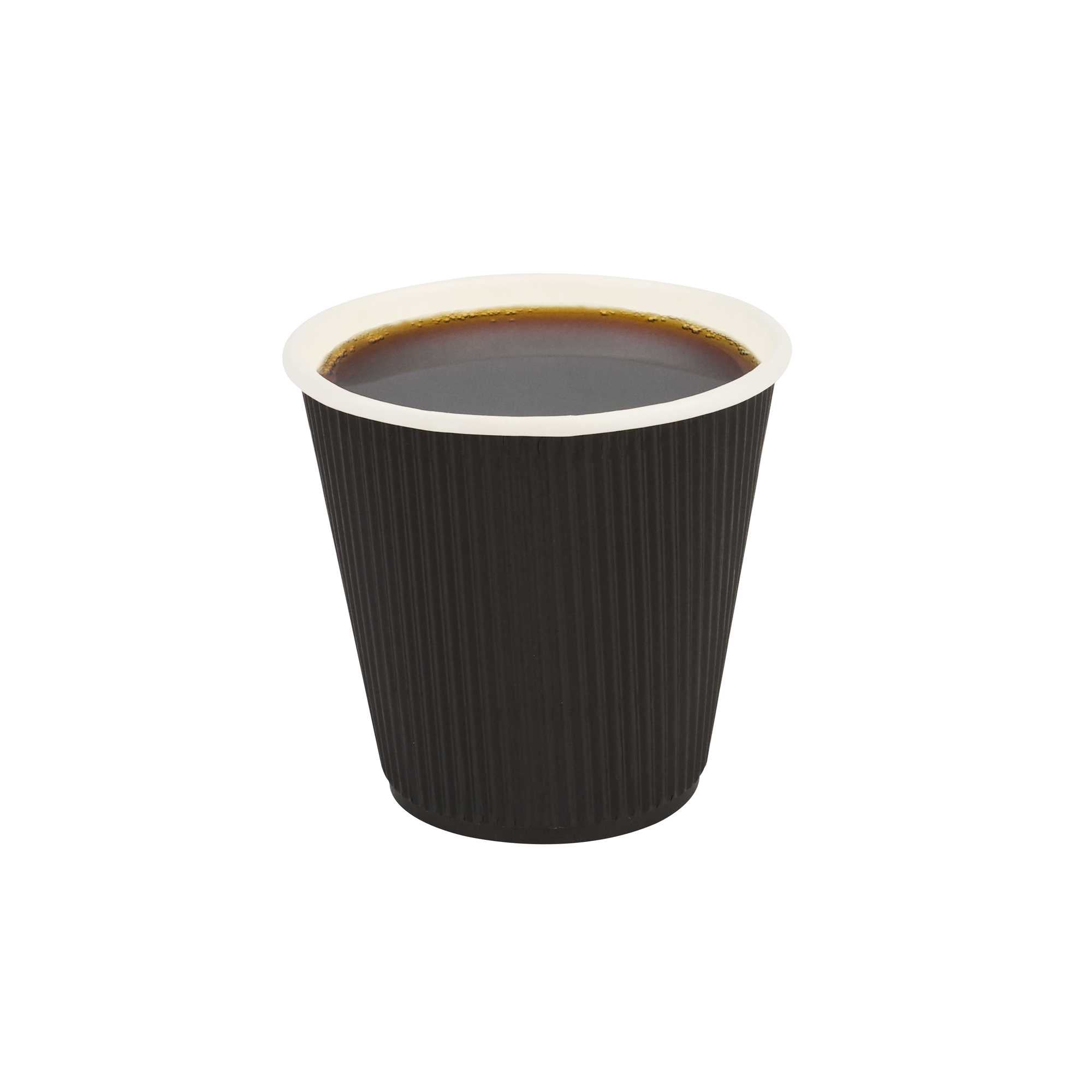 Restpresso 8 oz Black Paper Coffee Cup - Ripple Wall - 3 1/2" x 3 1/2" x 3 1/4" - 25 count box