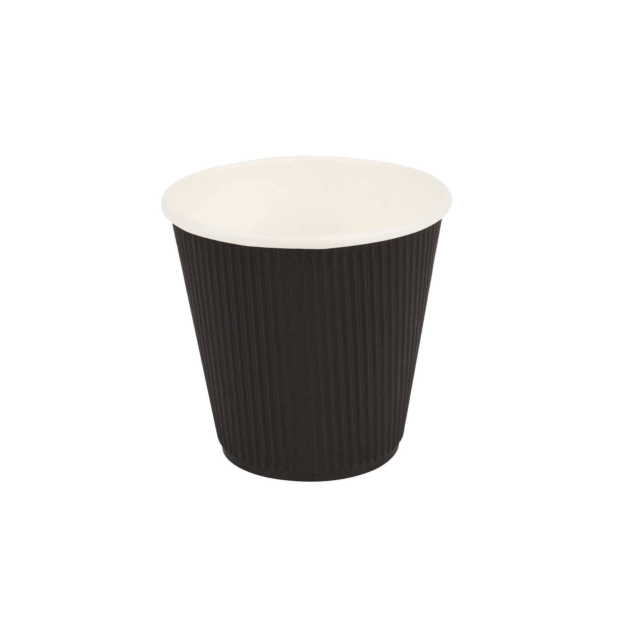 Restpresso 8 oz Black Paper Coffee Cup - Ripple Wall - 3 1/2" x 3 1/2" x 3 1/4" - 25 count box