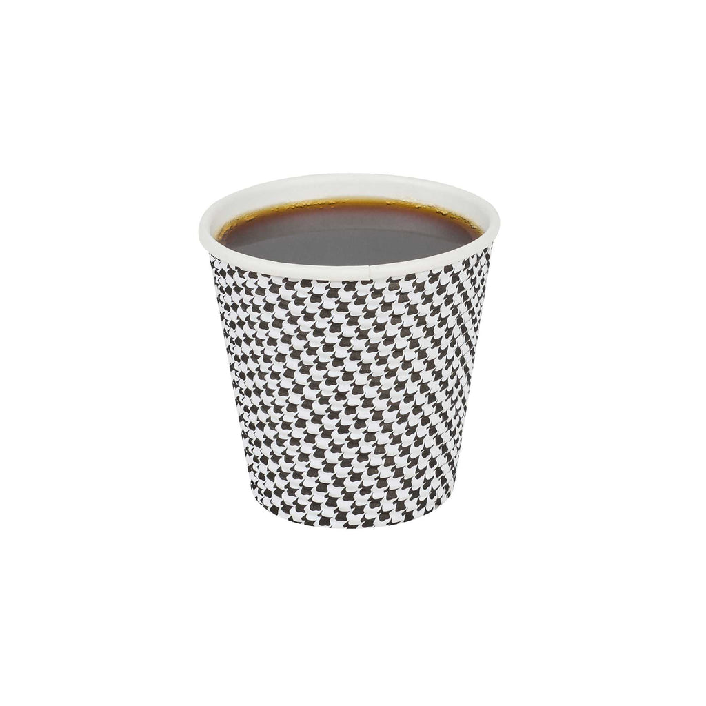 Restpresso 8 oz Houndstooth Paper Coffee Cup - Spiral Wall - 3 1/2" x 3 1/2" x 3 1/4" - 25 count box