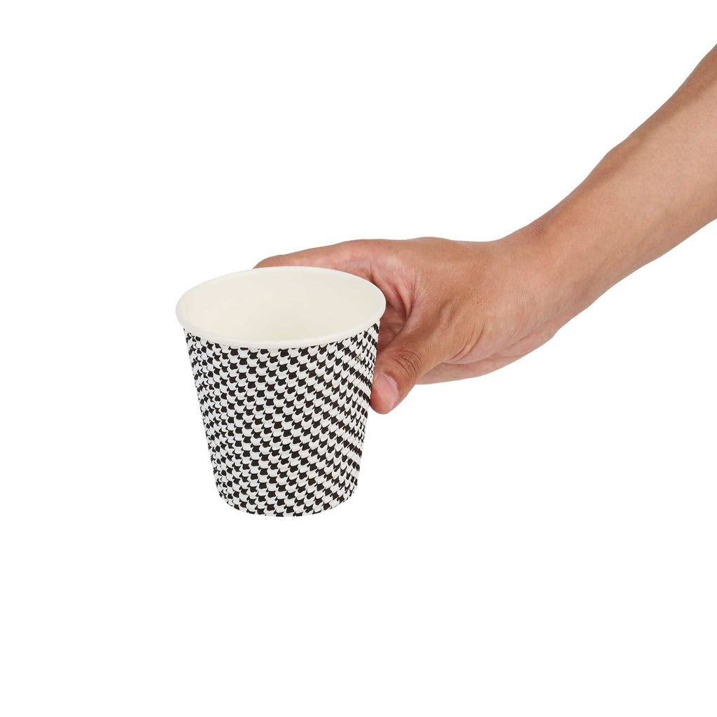 Restpresso 8 oz Houndstooth Paper Coffee Cup - Spiral Wall - 3 1/2" x 3 1/2" x 3 1/4" - 25 count box