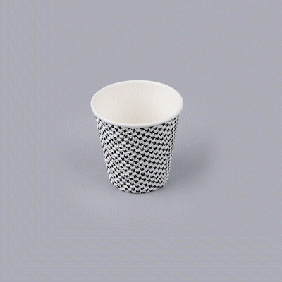 Restpresso 8 oz Houndstooth Paper Coffee Cup - Spiral Wall - 3 1/2" x 3 1/2" x 3 1/4" - 25 count box