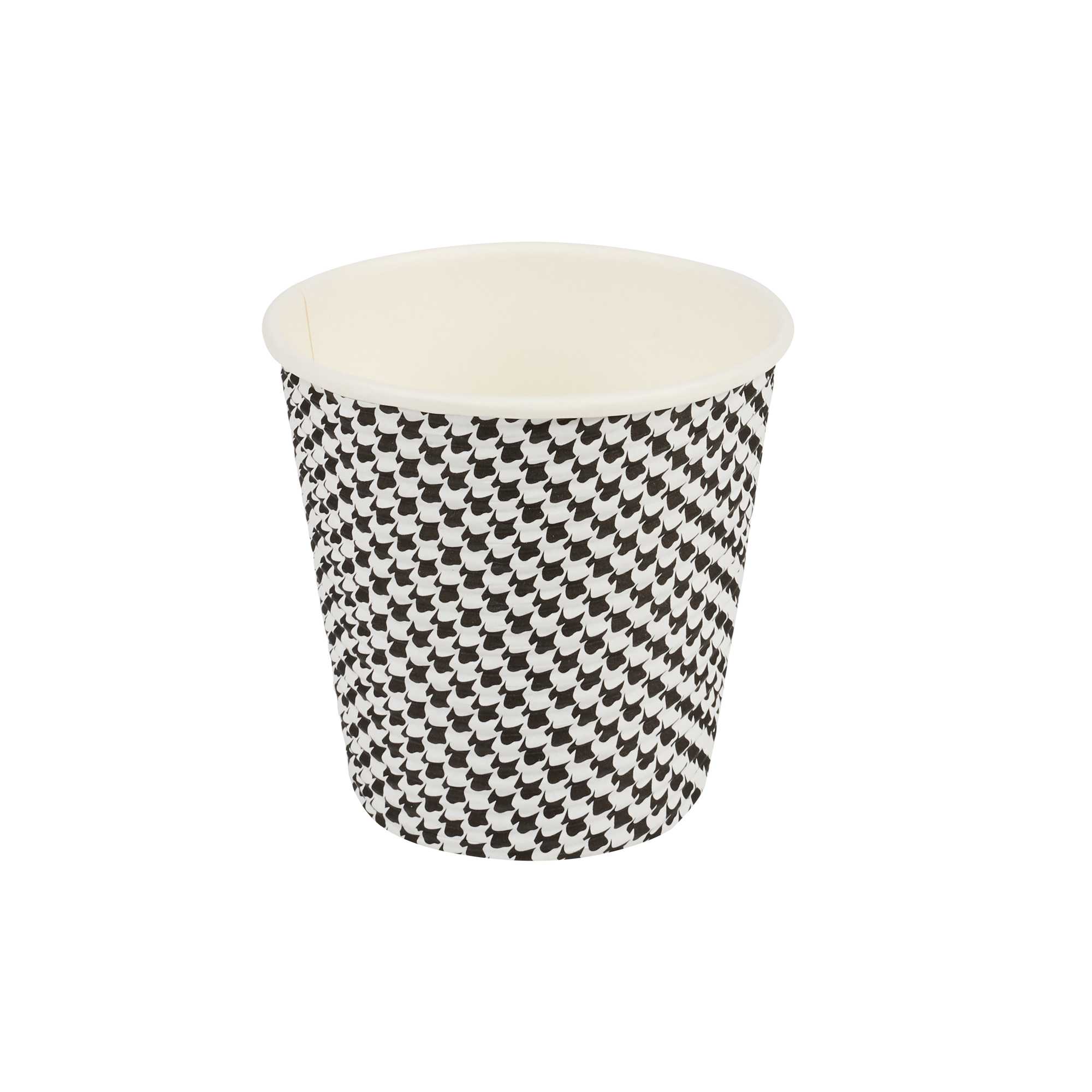 Restpresso 8 oz Houndstooth Paper Coffee Cup - Spiral Wall, Houndstooth - 3 1/2" x 3 1/2" x 3 1/4" - 500 count box