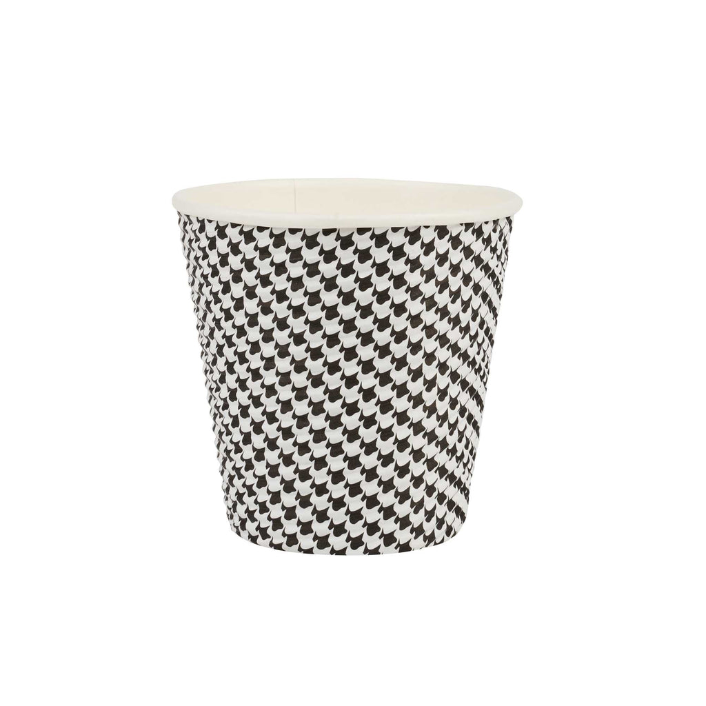 Restpresso 8 oz Houndstooth Paper Coffee Cup - Spiral Wall, Houndstooth - 3 1/2" x 3 1/2" x 3 1/4" - 500 count box