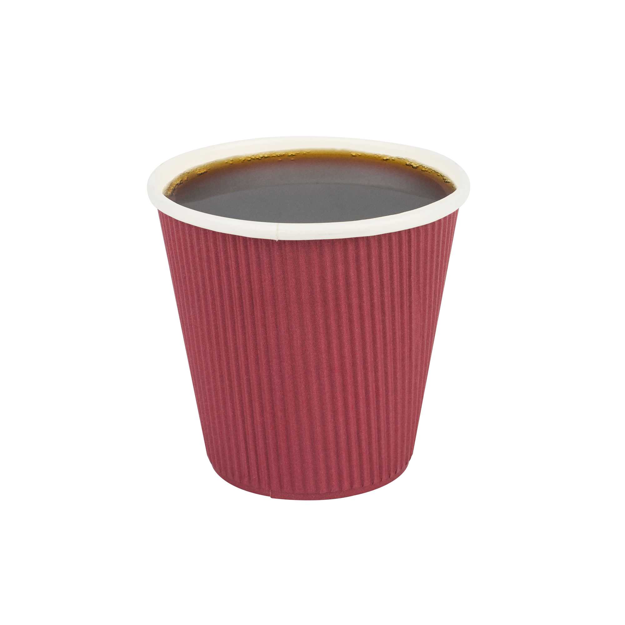 Restpresso 8 oz Crimson Paper Coffee Cup - Ripple Wall - 3 1/2" x 3 1/2" x 3 1/4" - 500 count box