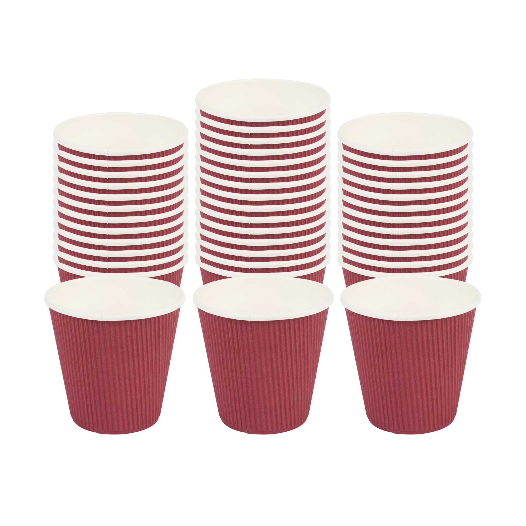 Restpresso 8 oz Crimson Paper Coffee Cup - Ripple Wall - 3 1/2" x 3 1/2" x 3 1/4" - 500 count box