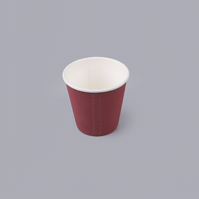 Restpresso 8 oz Crimson Paper Coffee Cup - Ripple Wall - 3 1/2" x 3 1/2" x 3 1/4" - 500 count box