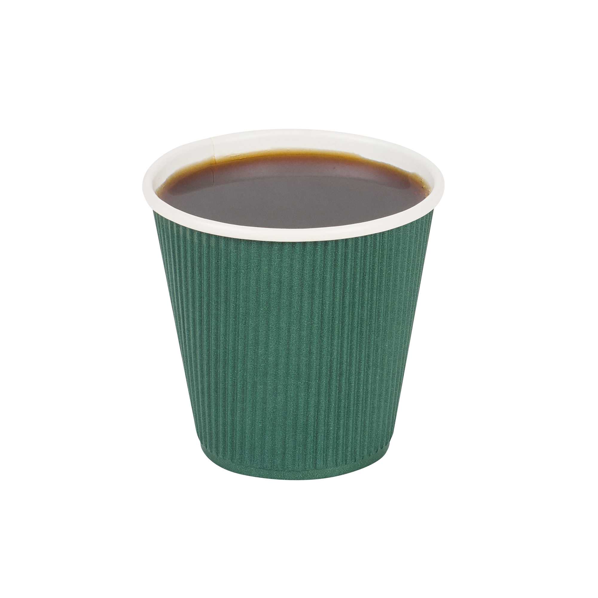 Restpresso 8 oz Forest Green Paper Coffee Cup - Ripple Wall - 3 1/2" x 3 1/2" x 3 1/4" - 500 count box