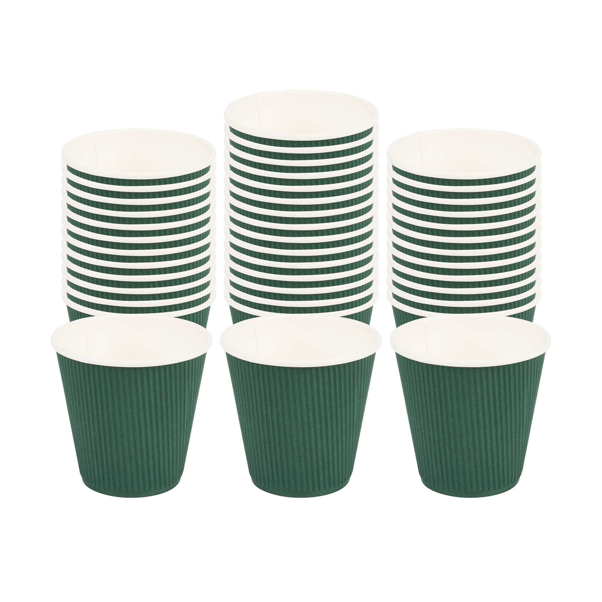 Restpresso 8 oz Forest Green Paper Coffee Cup - Ripple Wall - 3 1/2" x 3 1/2" x 3 1/4" - 500 count box