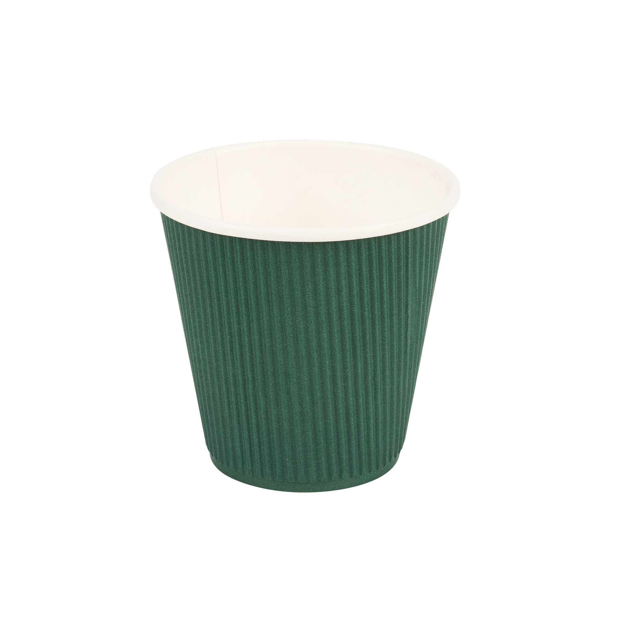 Restpresso 8 oz Forest Green Paper Coffee Cup - Ripple Wall - 3 1/2" x 3 1/2" x 3 1/4" - 500 count box