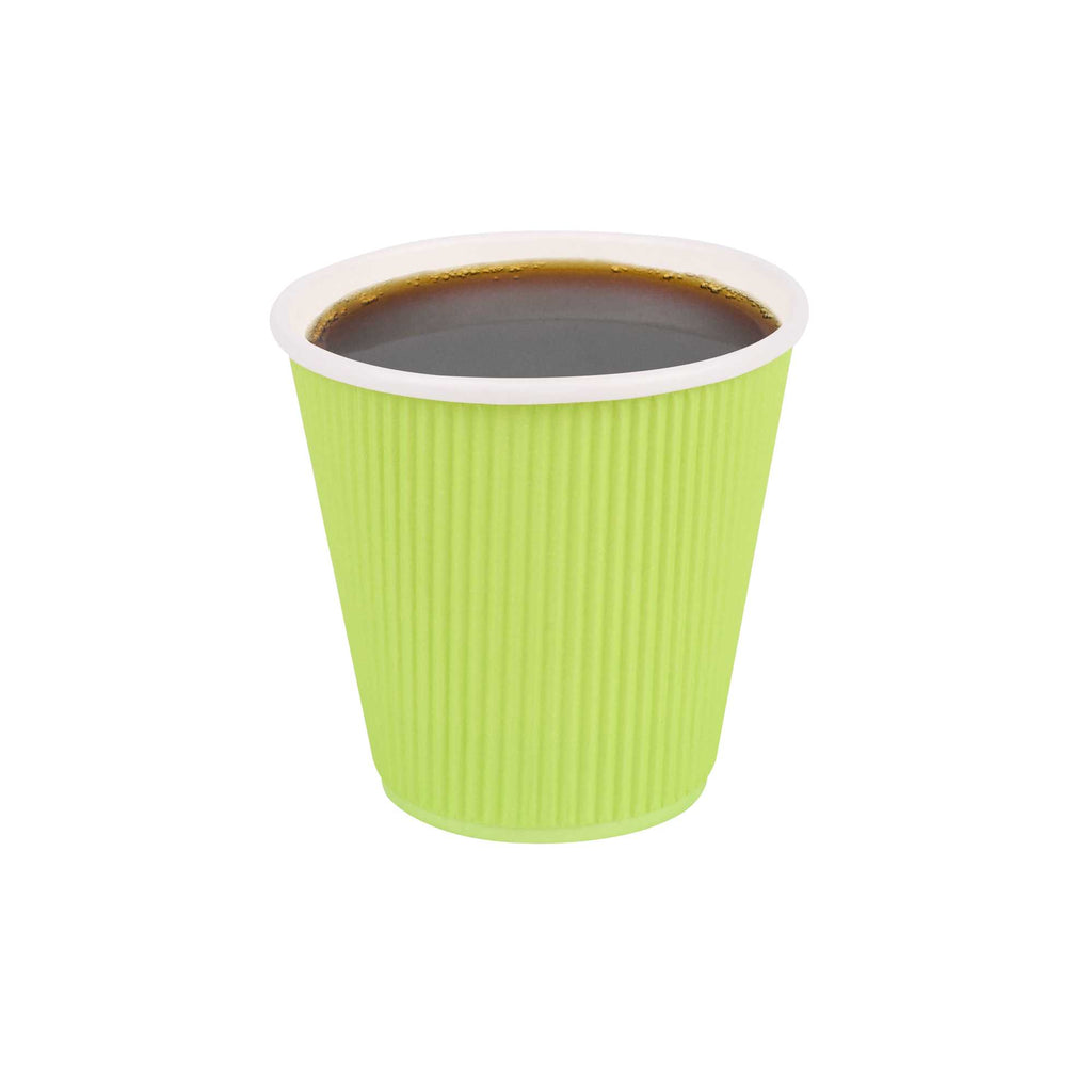 Restpresso 8 oz Eco Green Paper Coffee Cup - Ripple Wall - 3 1/2" x 3 1/2" x 3 1/4" - 500 count box