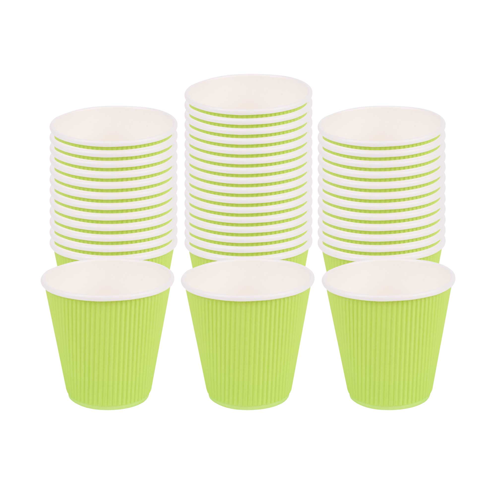 Restpresso 8 oz Eco Green Paper Coffee Cup - Ripple Wall - 3 1/2" x 3 1/2" x 3 1/4" - 500 count box