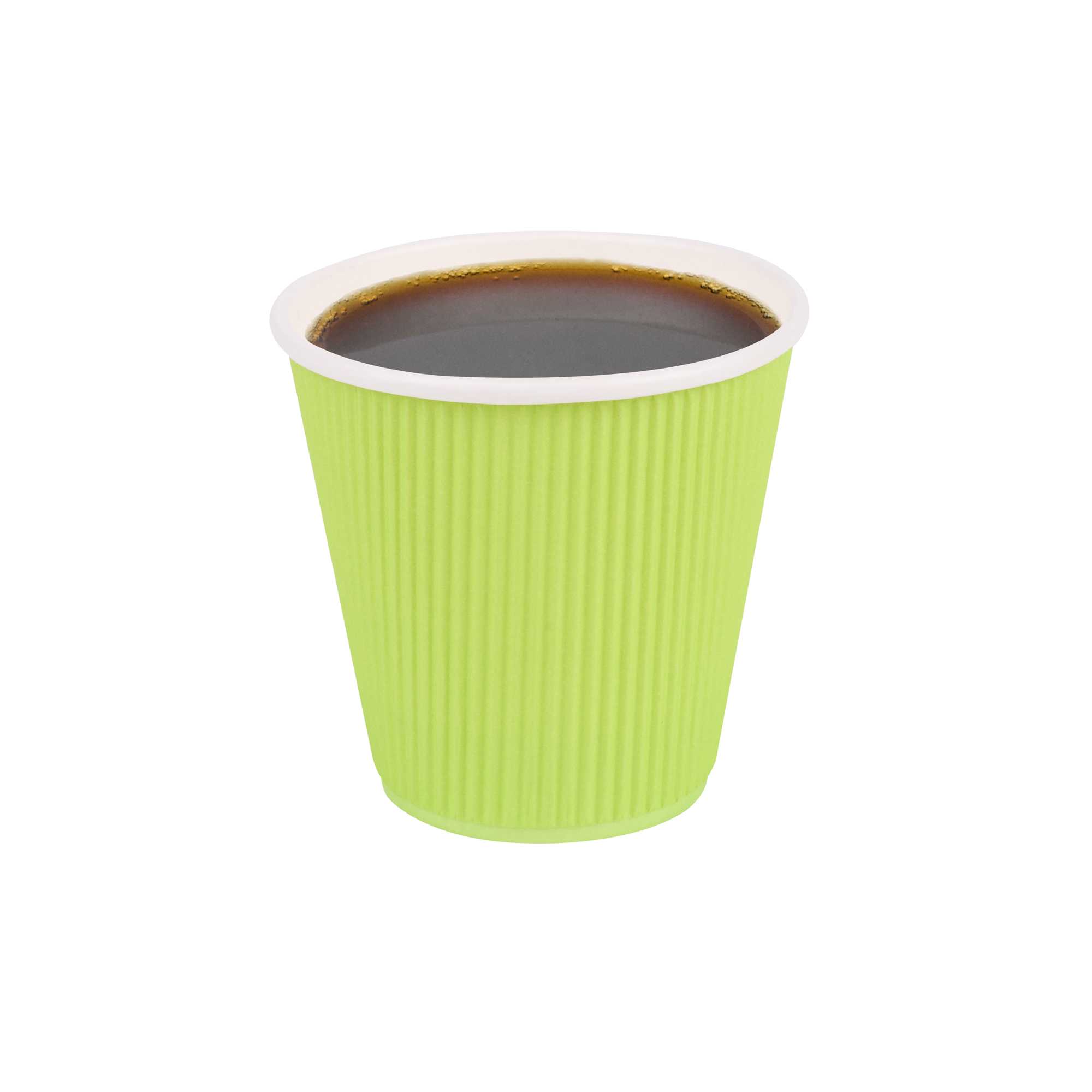 Restpresso 8 oz Eco Green Paper Coffee Cup - Ripple Wall - 3 1/2" x 3 1/2" x 3 1/4" - 25 count box