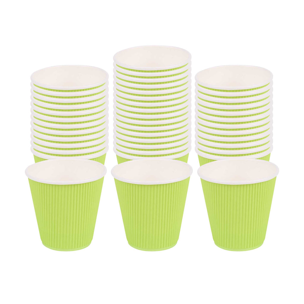 Restpresso 8 oz Eco Green Paper Coffee Cup - Ripple Wall - 3 1/2" x 3 1/2" x 3 1/4" - 25 count box