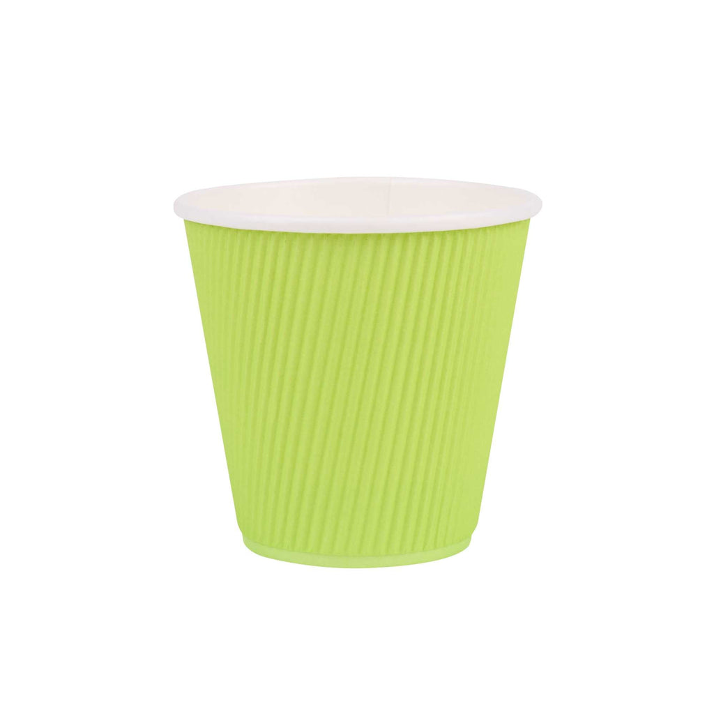 Restpresso 8 oz Eco Green Paper Coffee Cup - Ripple Wall - 3 1/2" x 3 1/2" x 3 1/4" - 25 count box