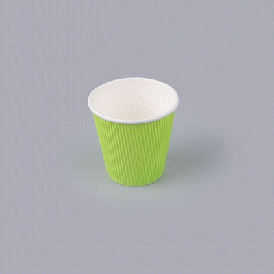 Restpresso 8 oz Eco Green Paper Coffee Cup - Ripple Wall - 3 1/2" x 3 1/2" x 3 1/4" - 500 count box