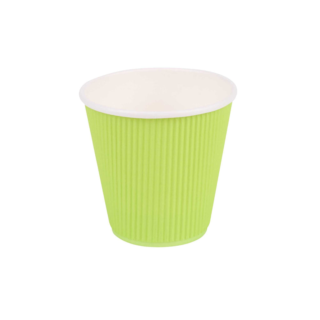 Restpresso 8 oz Eco Green Paper Coffee Cup - Ripple Wall - 3 1/2" x 3 1/2" x 3 1/4" - 500 count box