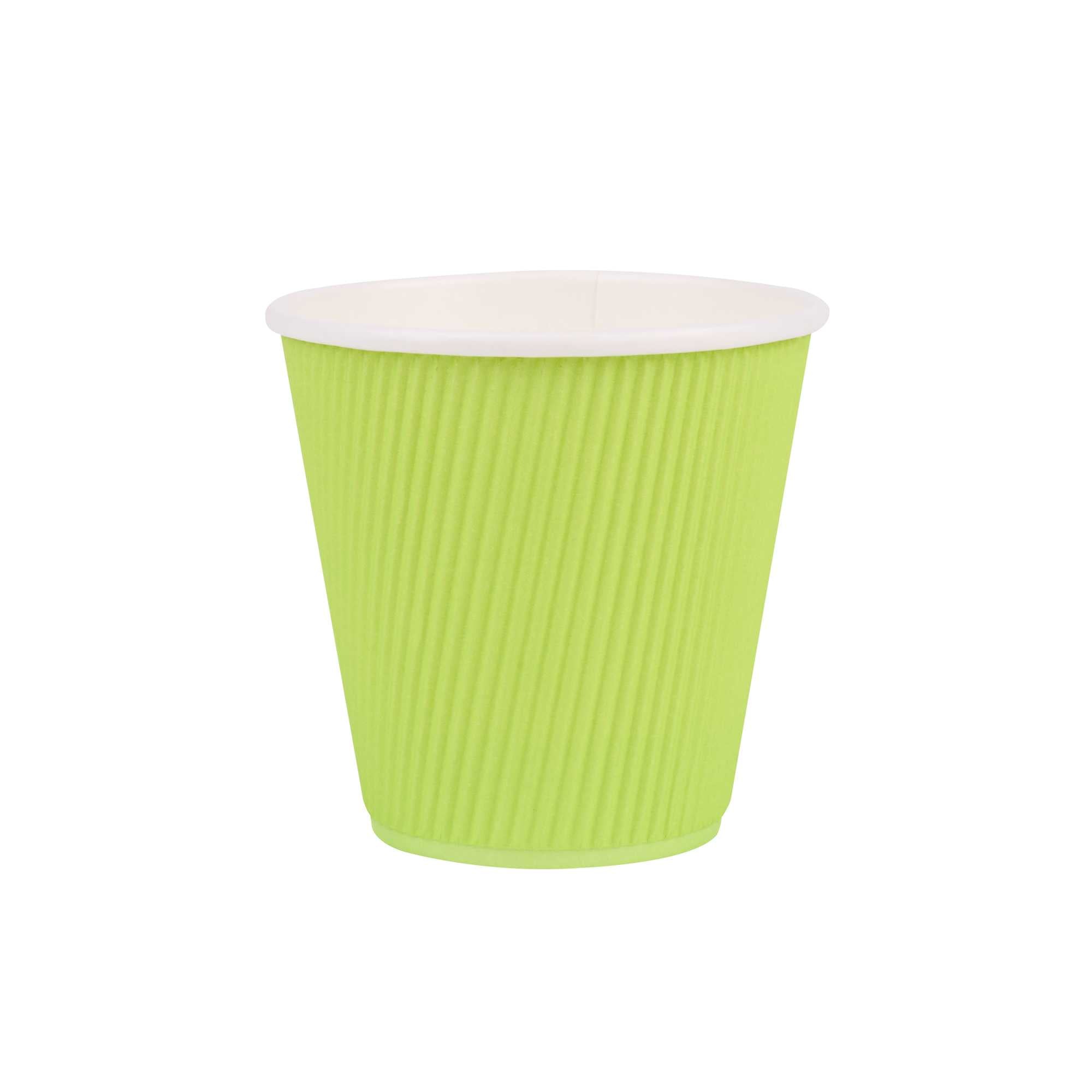 Restpresso 8 oz Eco Green Paper Coffee Cup - Ripple Wall - 3 1/2" x 3 1/2" x 3 1/4" - 500 count box
