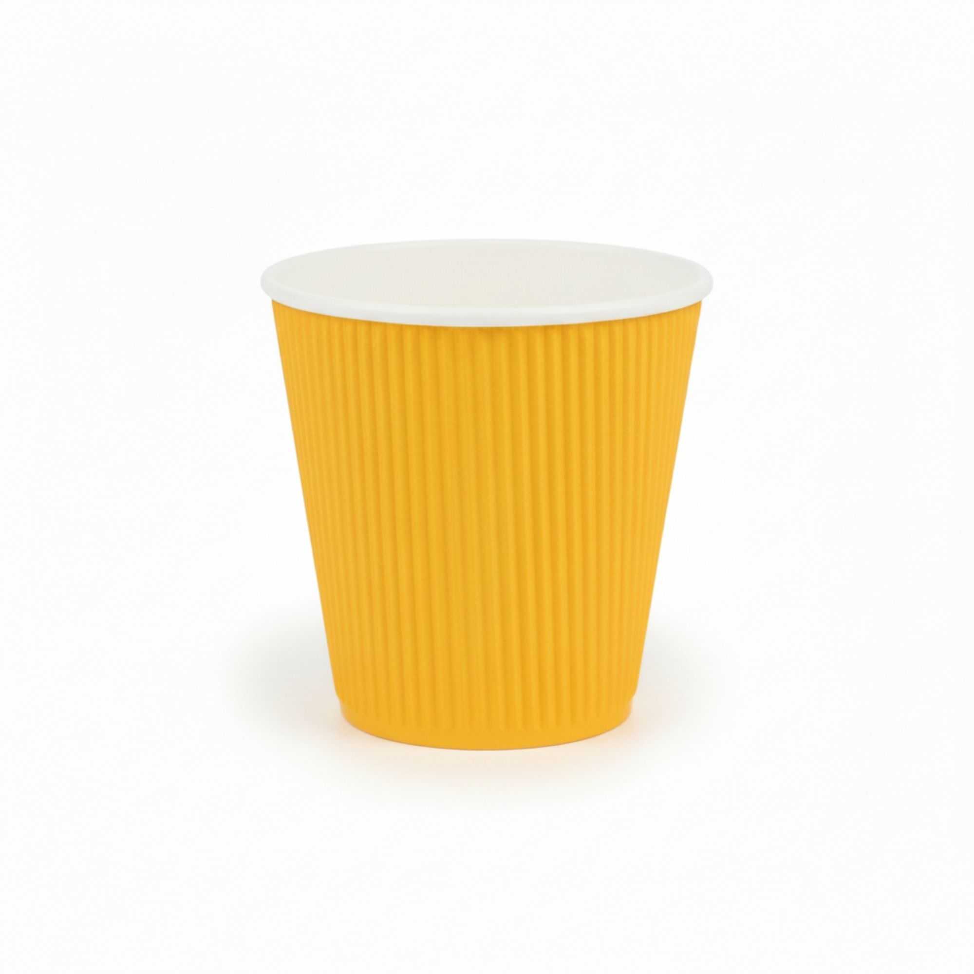 Restpresso 8 oz Yellow Paper Coffee Cup - Ripple Wall - 3 1/2" x 3 1/2" x 3 1/4" - 500 count box