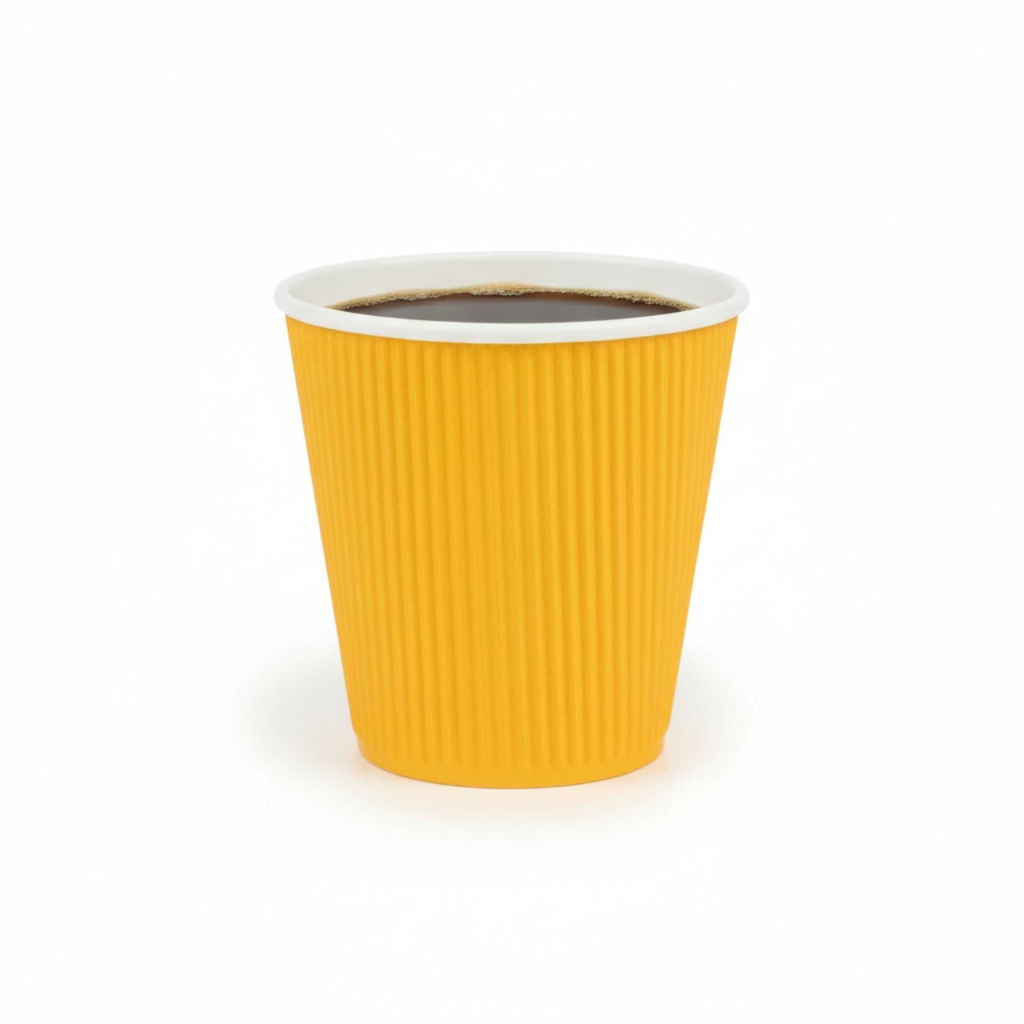 Restpresso 8 oz Yellow Paper Coffee Cup - Ripple Wall - 3 1/2" x 3 1/2" x 3 1/4" - 500 count box