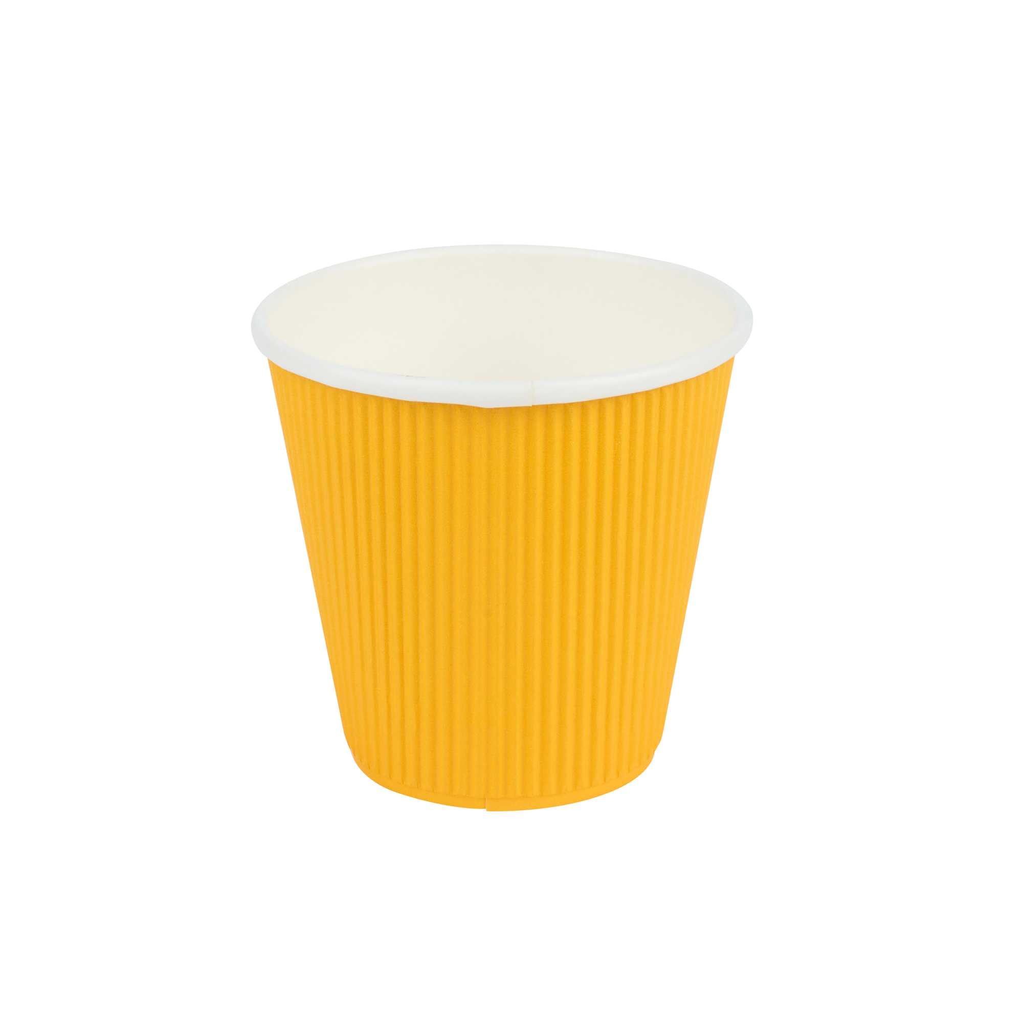 Restpresso 8 oz Yellow Paper Coffee Cup - Ripple Wall - 3 1/2" x 3 1/2" x 3 1/4" - 25 count box