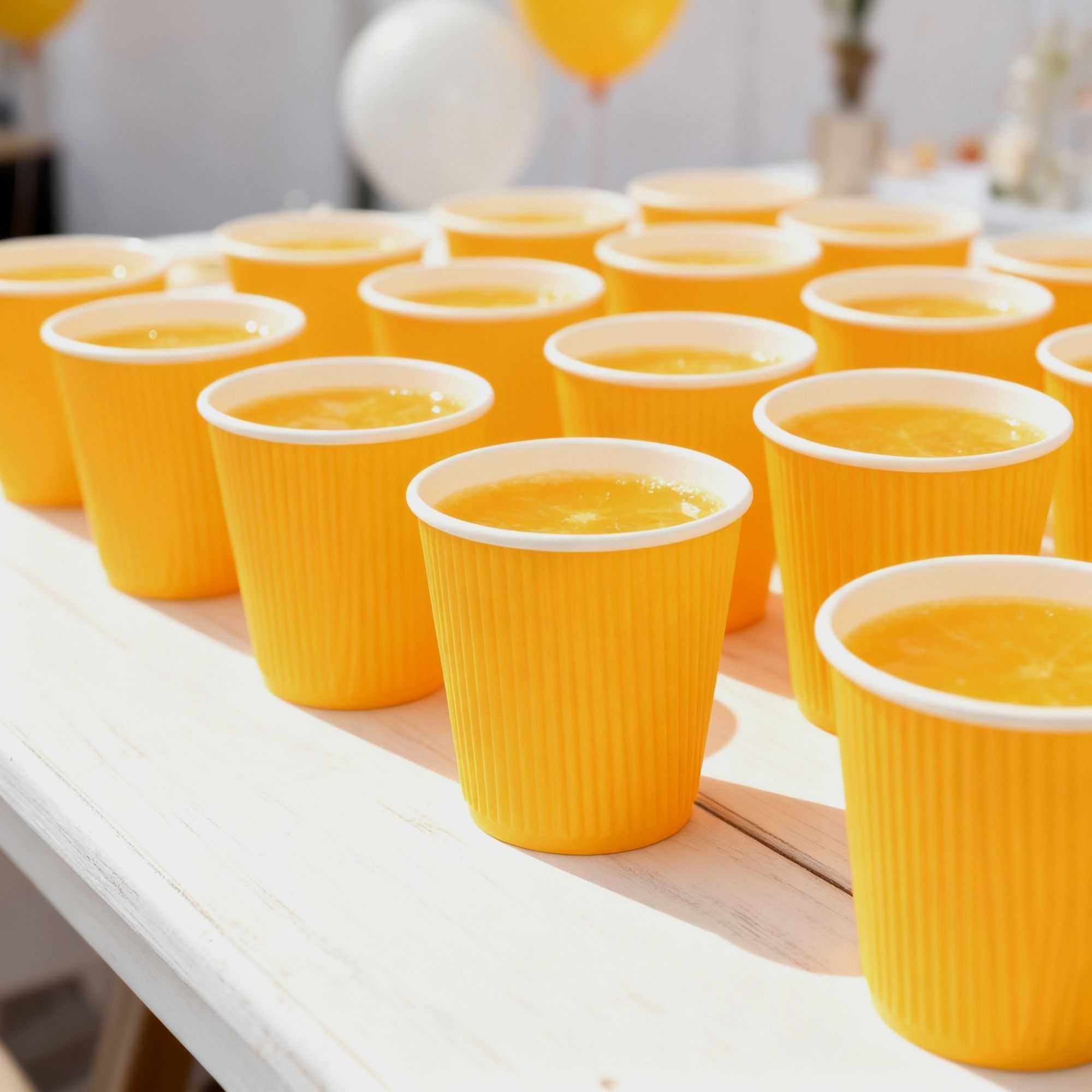 Restpresso 8 oz Yellow Paper Coffee Cup - Ripple Wall - 3 1/2" x 3 1/2" x 3 1/4" - 25 count box