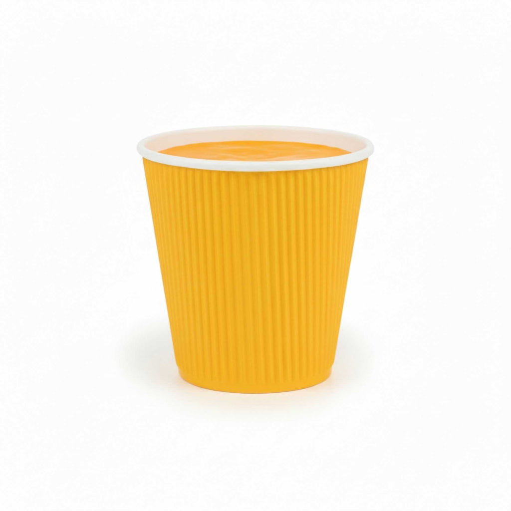 Restpresso 8 oz Yellow Paper Coffee Cup - Ripple Wall - 3 1/2" x 3 1/2" x 3 1/4" - 500 count box