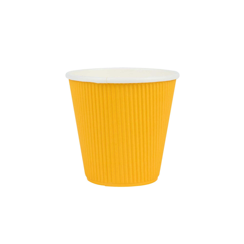 Restpresso 8 oz Yellow Paper Coffee Cup - Ripple Wall - 3 1/2" x 3 1/2" x 3 1/4" - 500 count box
