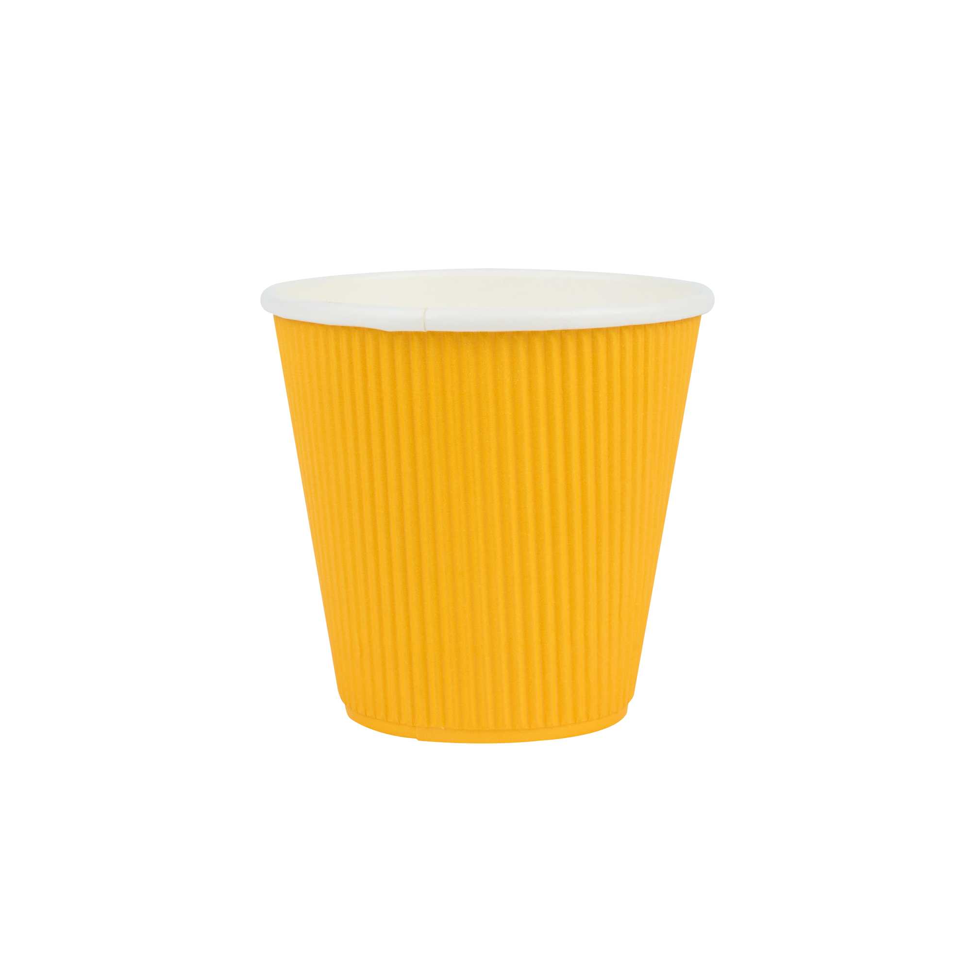 Restpresso 8 oz Yellow Paper Coffee Cup - Ripple Wall - 3 1/2" x 3 1/2" x 3 1/4" - 500 count box