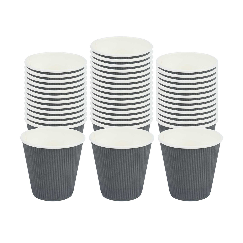 Restpresso 8 oz Gray Paper Coffee Cup - Ripple Wall - 3 1/2" x 3 1/2" x 3 1/4" - 500 count box