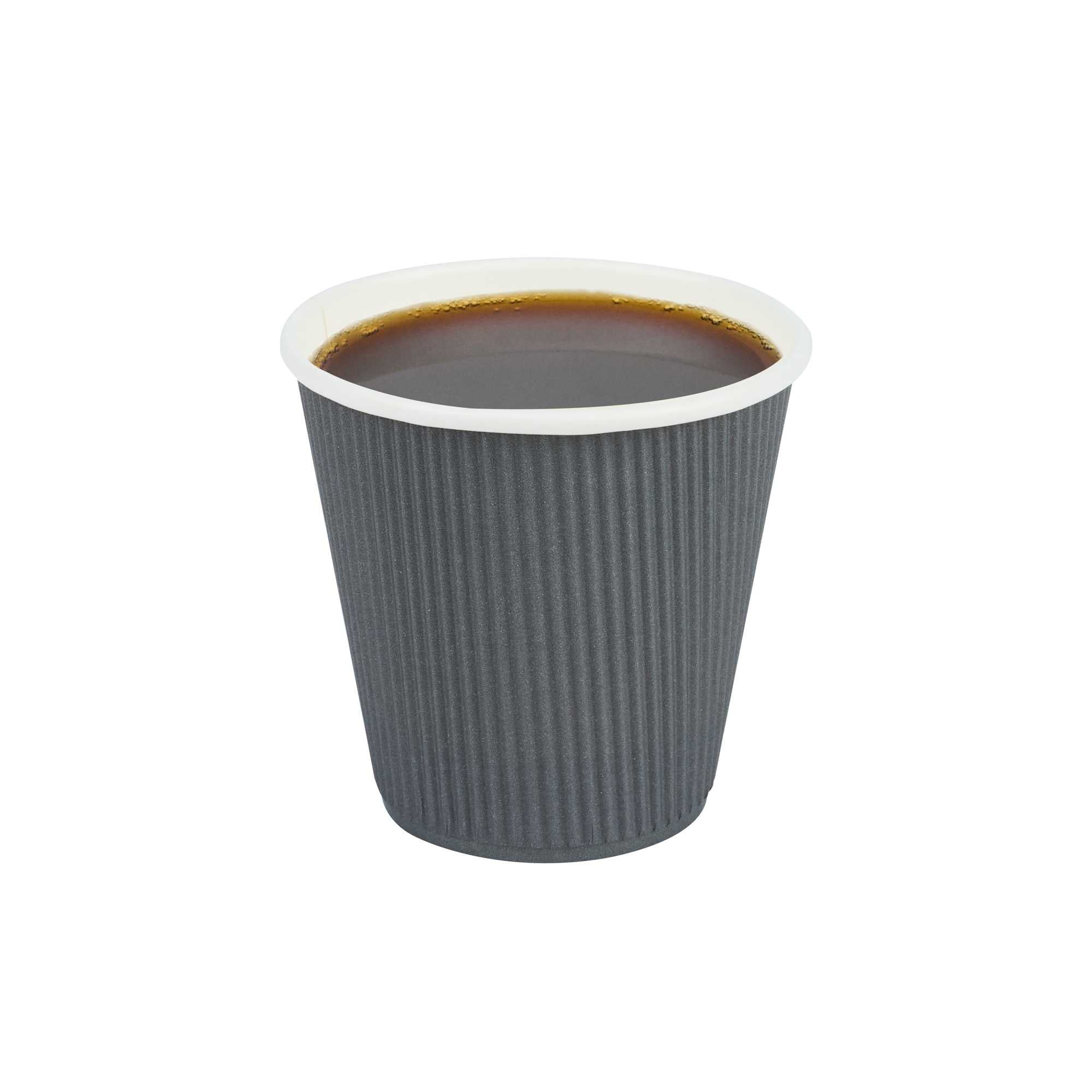 Restpresso 8 oz Gray Paper Coffee Cup - Ripple Wall - 3 1/2" x 3 1/2" x 3 1/4" - 25 count box