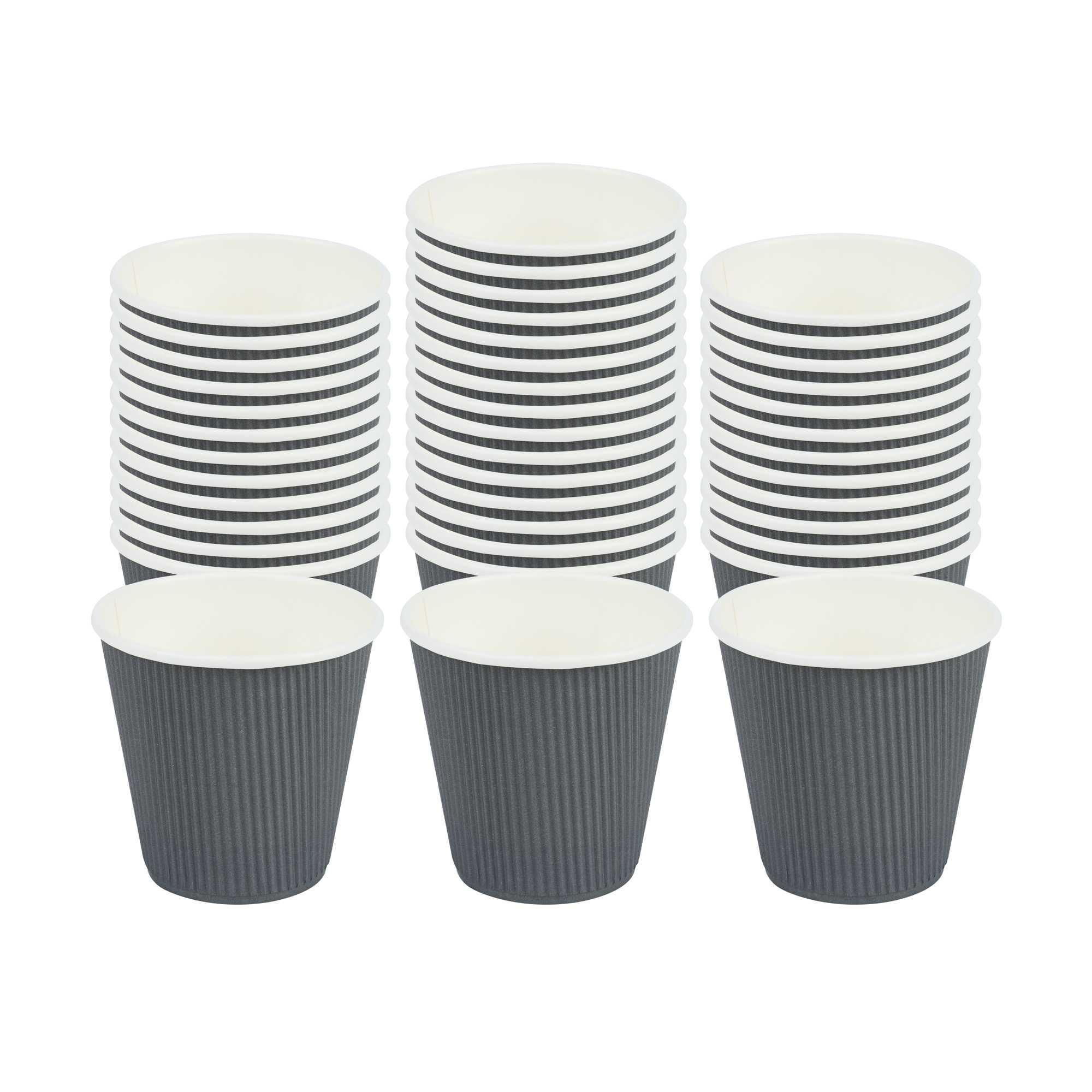 Restpresso 8 oz Gray Paper Coffee Cup - Ripple Wall - 3 1/2" x 3 1/2" x 3 1/4" - 25 count box
