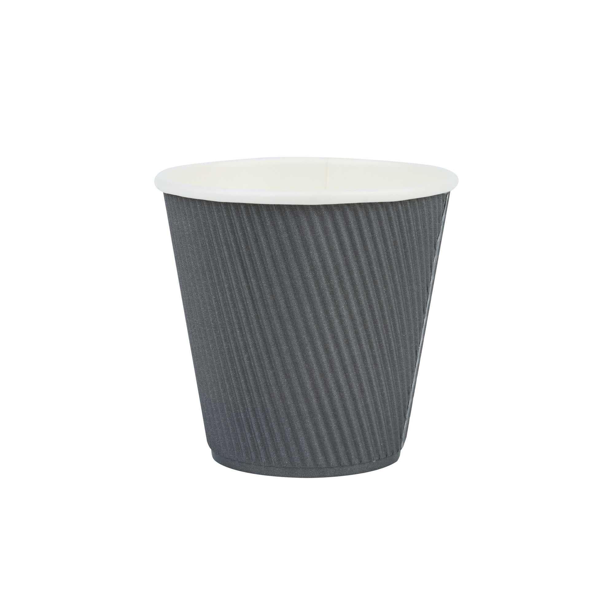 Restpresso 8 oz Gray Paper Coffee Cup - Ripple Wall - 3 1/2" x 3 1/2" x 3 1/4" - 25 count box