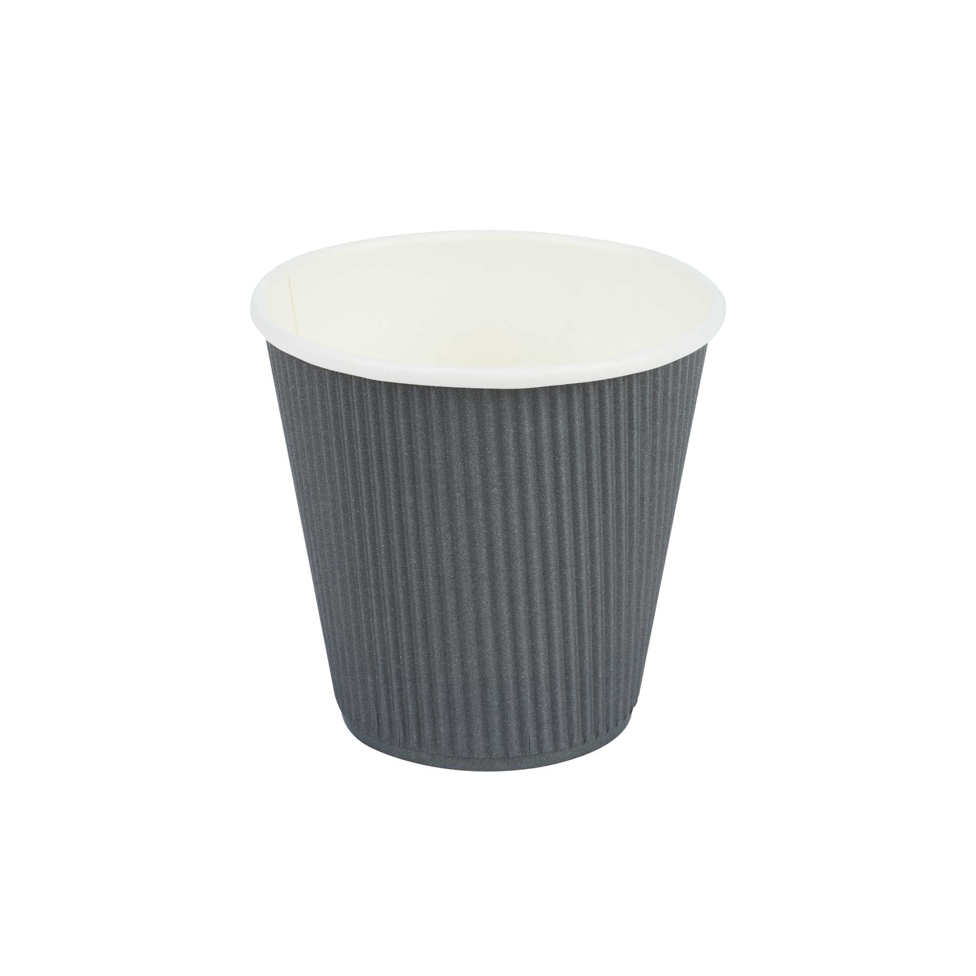 Restpresso 8 oz Gray Paper Coffee Cup - Ripple Wall - 3 1/2" x 3 1/2" x 3 1/4" - 500 count box
