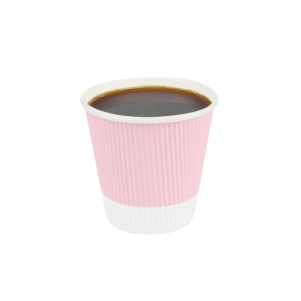 Restpresso 8 oz Light Pink Paper Coffee Cup - Ripple Wall - 3 1/2" x 3 1/2" x 3 1/4" - 500 count box