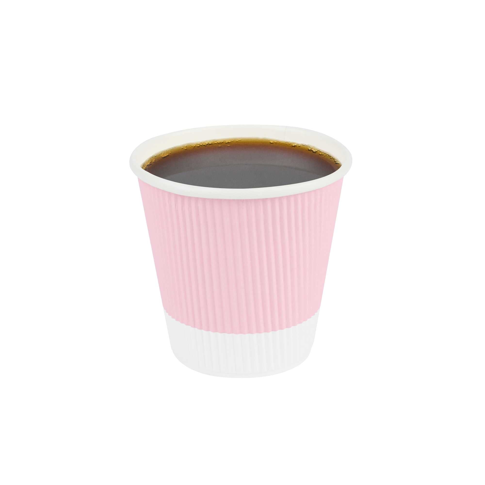 Restpresso 8 oz Light Pink Paper Coffee Cup - Ripple Wall - 3 1/2" x 3 1/2" x 3 1/4" - 500 count box