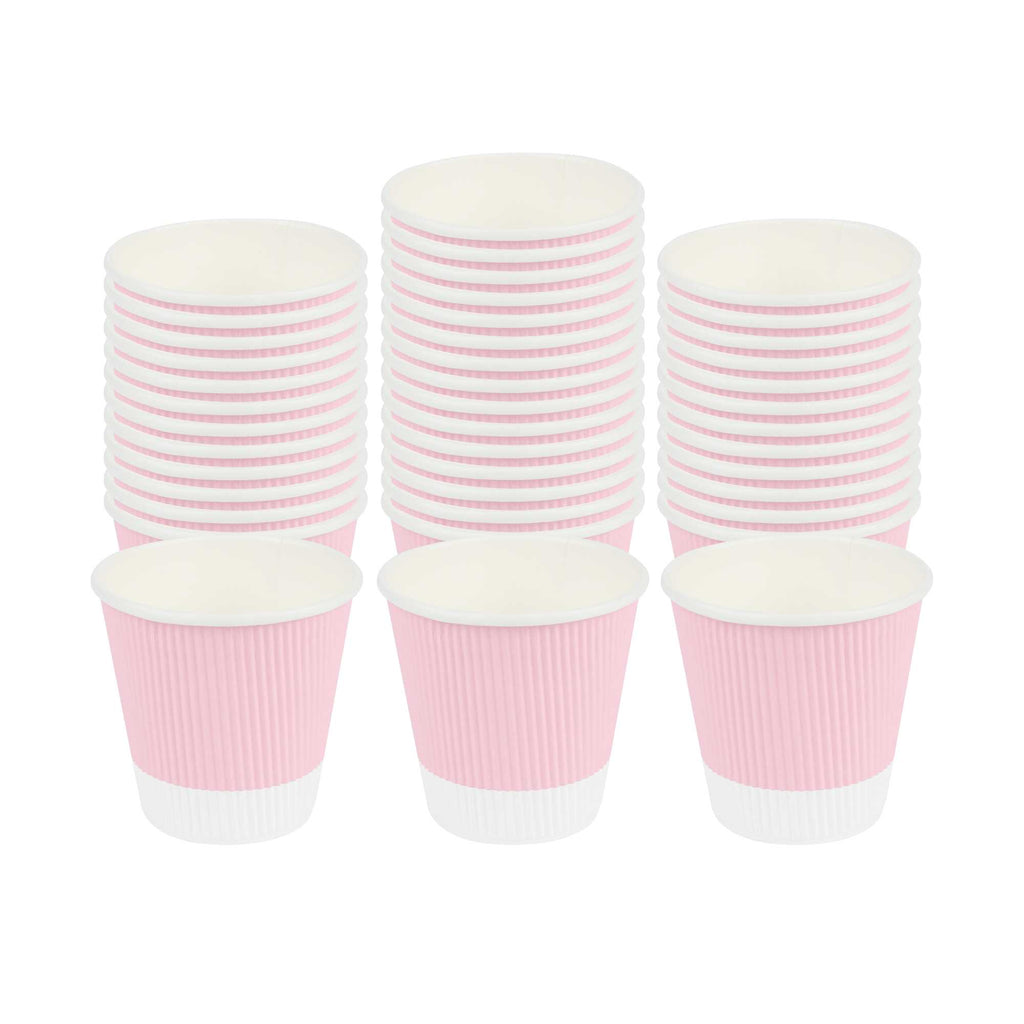 Restpresso 8 oz Light Pink Paper Coffee Cup - Ripple Wall - 3 1/2" x 3 1/2" x 3 1/4" - 500 count box